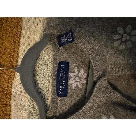 Karen Scott II Gray Pure Wool Button Cardigan - 2X - Picture 5 of 7